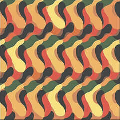 Colorful wavy lines create mesmerizing pattern with optical illusion effect, showcasing vibrant hues of yellow, orange, green, and black