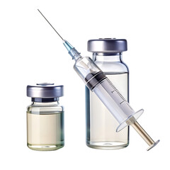 Ampoule with measles vaccine syringe with a dose