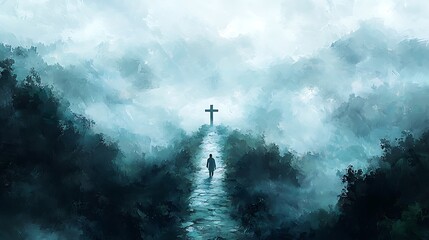 Obraz premium Solitary Journey to the Cross.