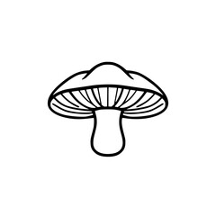 Simple mushroom illustration, featuring a black and white outline, minimalistic design, and a clean, minimalistic aesthetic, perfect for digital art.