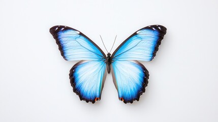 Obraz premium Blue Morpho Butterfly on White Background (2)