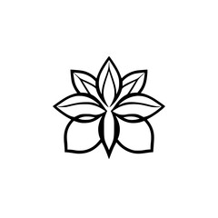 Abstract Monochrome Illustration of a flower with 7 petals on a white background