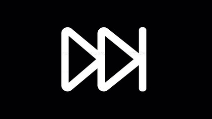Icon fast forward is distorted. Glitch. Noise, chromatic aberration, geometric distortion. Transparent background, looped. In-Out looped. Alpha BW at the end