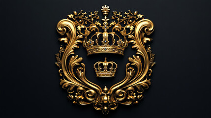 Crown king vintage premium golden badge heraldic ornament luxury kingdomsign vector illustration.