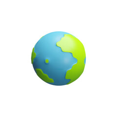 Planet Earth 3D cartoon plastic style vector icon, render globe with continents and oceans, Eco volume symbol, Earth day