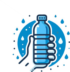 Hand Holding Water Bottle Icon for Hydration and Wellness