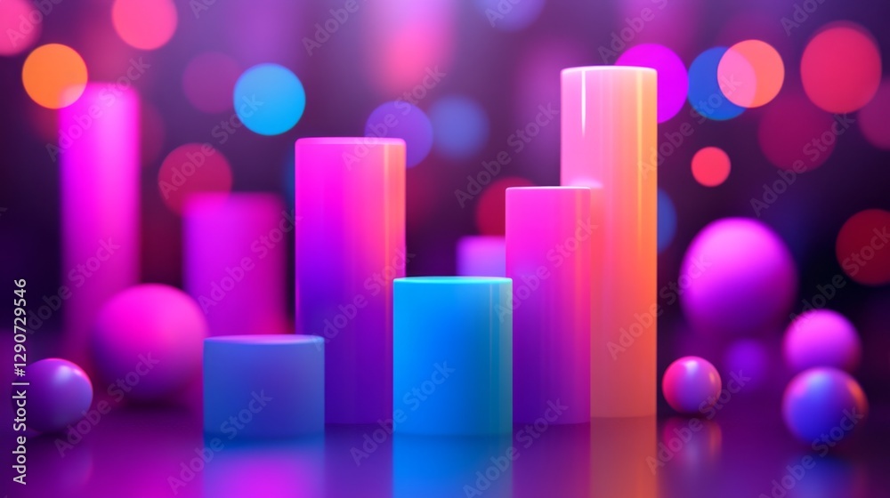 Poster abstract d bar graph with multi-colored, stacked segments on each bar, symbolizing layered data insi