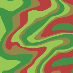 Abstract Red, Brown and Green Wavy Pattern Artwork for Decorative Backgrounds