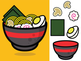 Cartoon vector ramen illustration design