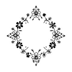 Diamond-shaped floral frame with a simple minimalist design.