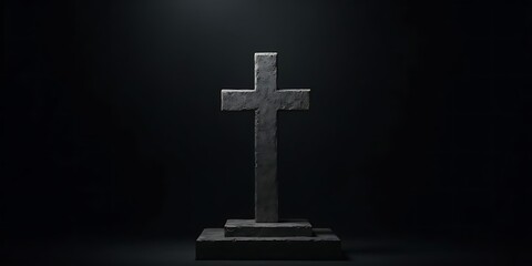 Elegant Black Cross on Dark Background