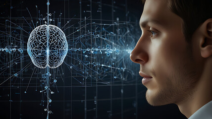 A digital representation of a brain surrounded by glowing neural connections