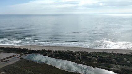 Vendres près de Vias et de Valras, plages et port de l'Hérault en Occitanie, France