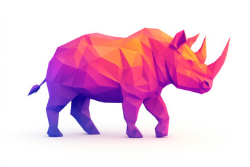 Fototapeta premium Colorful geometric rhino design in vibrant shades for modern art enthusiasts.
