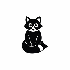 a curled-up raccoon silhouette, resting with its tail wrapped around its body.