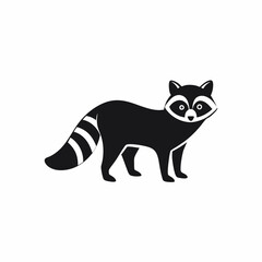 Vector illustration of raccoon silhouette on white background