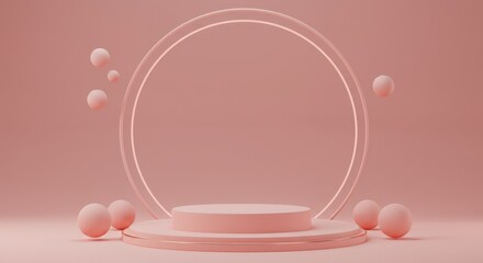 a central circular podium with a large circle in the background.