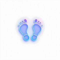Footprints holographic 3D icon. neon symbol vector illustration isolated on white background. Generative AI