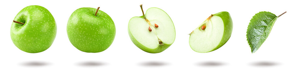 green apples isolated on white background. clipping path