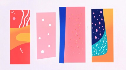 Fototapeta premium Colorful abstract patterns displayed on a white background showcasing creative design elements