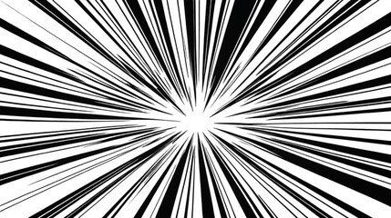 Comic speed lines effect. Radial explosion on white background. Manga and anime book action and motion rays. Cartoon vector burst and abstract concentric shout and scream on png black ground
