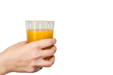 Hand holding glass of eco juice promoting healthy lifestyle. Hand holding a glass of fresh eco juice, representing healthy lifestyle and promoting wellbeing