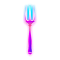 Fork holographic 3D icon. neon symbol vector illustration isolated on white background. Generative AI