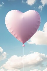 Fototapeta premium Minimalistic love concept featuring a pink heart-shaped balloon.