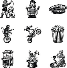 Bundle of Circus Characters Vintage Illustrations   © creativestall
