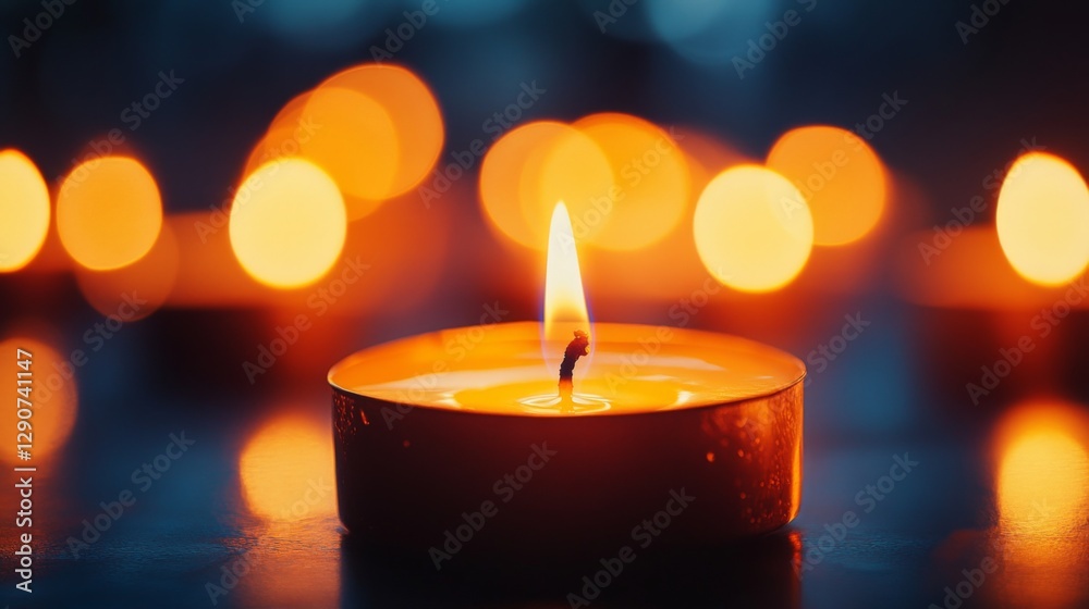 Poster a mesmerizing close-up of flickering candle flames against a dark background, casting warm, dancing 