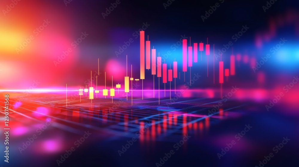 Aufkleber stock market candlestick chart displayed on a computer screen, copy space on the right.