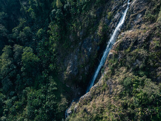 Aerial view of beautiful tropical forest mountain landscape in the Yalu Zangbu River valley area, Tibet,China