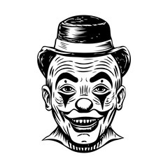 A sketchy style illustration of circus clown mask