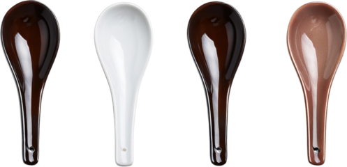 Elegant Ceramic Soup Spoons Set White Brown Dark Brown Rose Gold Asian Style Serving Spoons