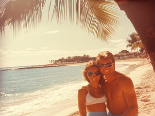 A couple on the beach enjoying a beautiful day