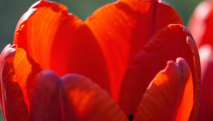 A stunning close-up of red tulips in full bloom, highlighting the rich texture and vibrant hues of these iconic spring flowers.