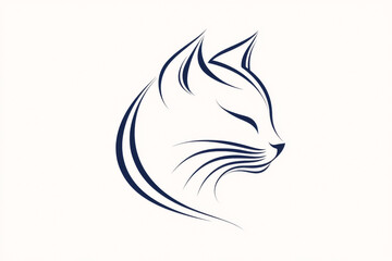 Obraz premium Minimalist line art of a cat's face, showcasing elegance and simplicity.