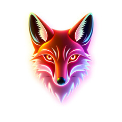 Obraz premium Fox holographic 3D icon. neon symbol vector illustration isolated on white background. Generative AI