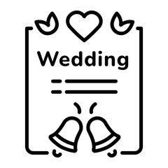 Linear icon of a lovely wedding invitation