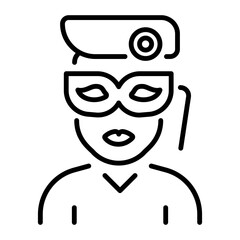 An outline icon of a character wearing fancy mask