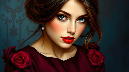 A beautiful women in colourful background 