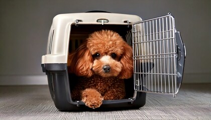 クレートが大好きなトイプードル