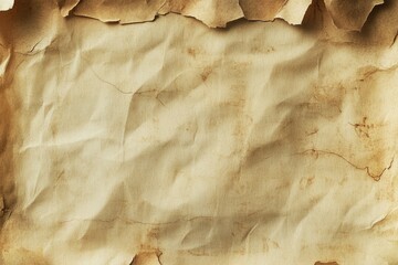 Crumpled paper texture for creative backgrounds and artistic designs featuring soft beige hues and uneven creases
