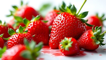 Fresh strawberries, vibrant red color, macro photography