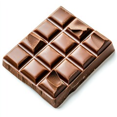 Close-up of a Swiss chocolate bar, captured with clarity and precision, set against a white background for easy integration into designs, emphasizing its rich, velvety texture.