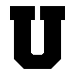 Initial letter U in college varsity university font svg cut file. Isolated vector illustration.