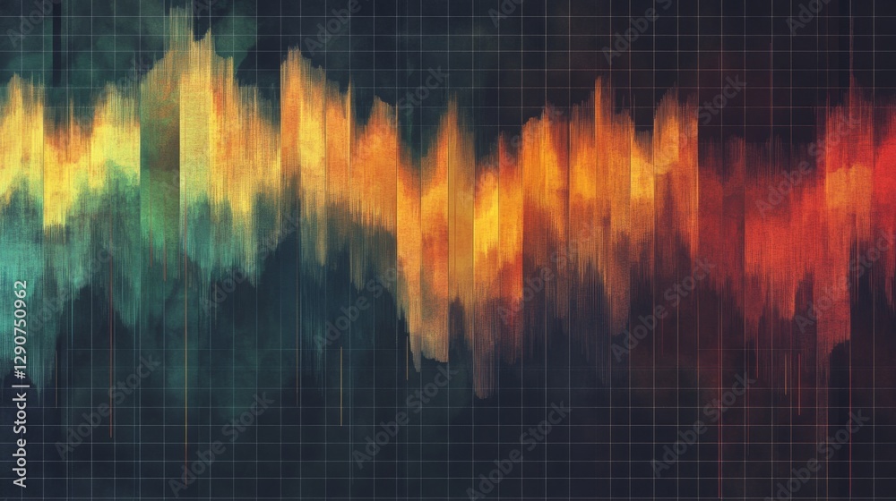 Poster heatmap style graph with a color gradient on a dark grid background, illustrating varying intensitie