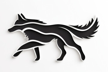 Fototapeta premium Stylized black and white illustration of a fox in motion.