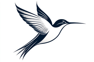 Fototapeta premium Stylized illustration of a hummingbird in flight, showcasing elegance and grace.