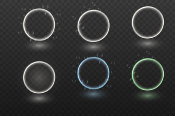 Neon circles of light. Magic circle effect.